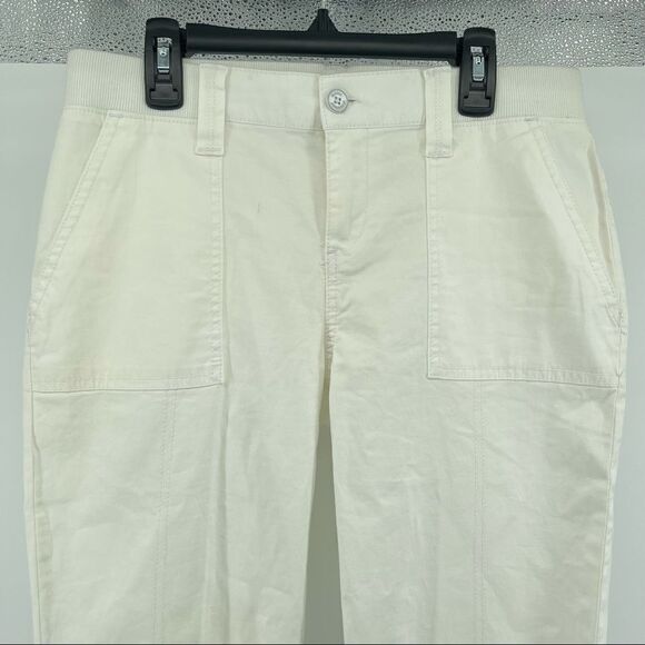 Gloria Vanderbilt Petites Crystal White Ribbed Utility Skimmer Capri Pants 4P - Picture 3 of 16